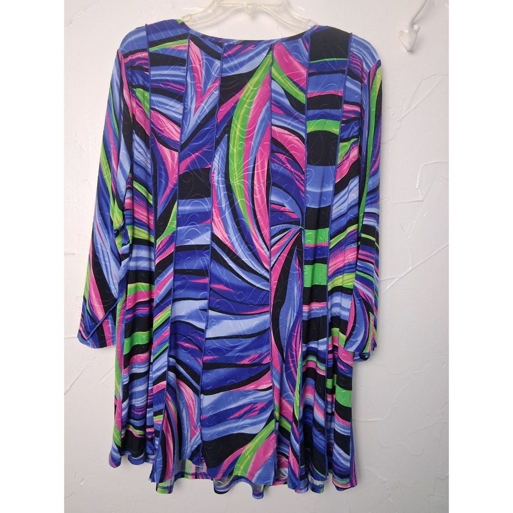 Vintage Abstract Vibrant Tunic Top Liquid Knit Pullover Size 2X Art To Wear - Picture 6 of 6